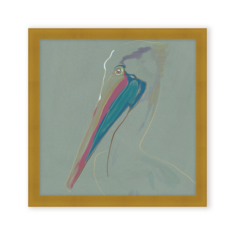 Coastal Retreat Coastal Drift: Pelican, 16" H x 16" W, Framed Canvas, Gold
