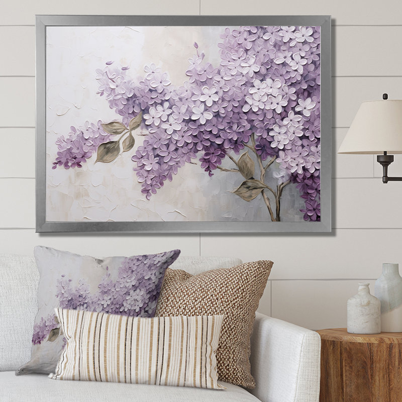 Magnifique paysage de rêve lilas - décoration murale lilas, Cadre photo unique, H 34 po x l 44 po, Blanc