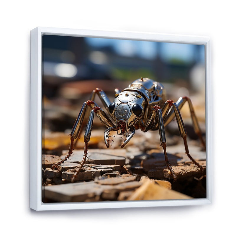 Fourmis industrielles III sur toile, Cadre flottant blanc, H 36 po x l 36 po