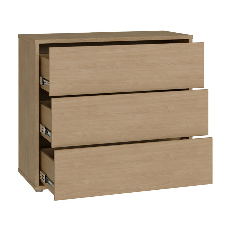Chadwic Modern minimalistic chest of drawers with 3 large drawers, engineered wood, 94.8 cm W x 83.1 cm H x 41.5 cm D