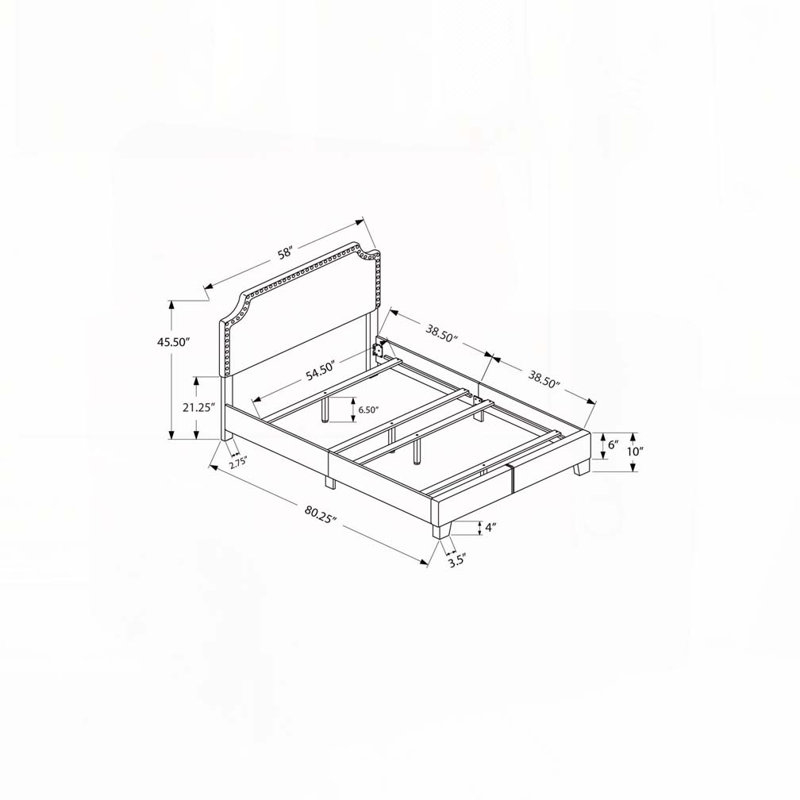 Lit plateforme en tissu d'ameublement