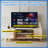 Geometric TV Stand with Drawers & Glass Doors-911645975