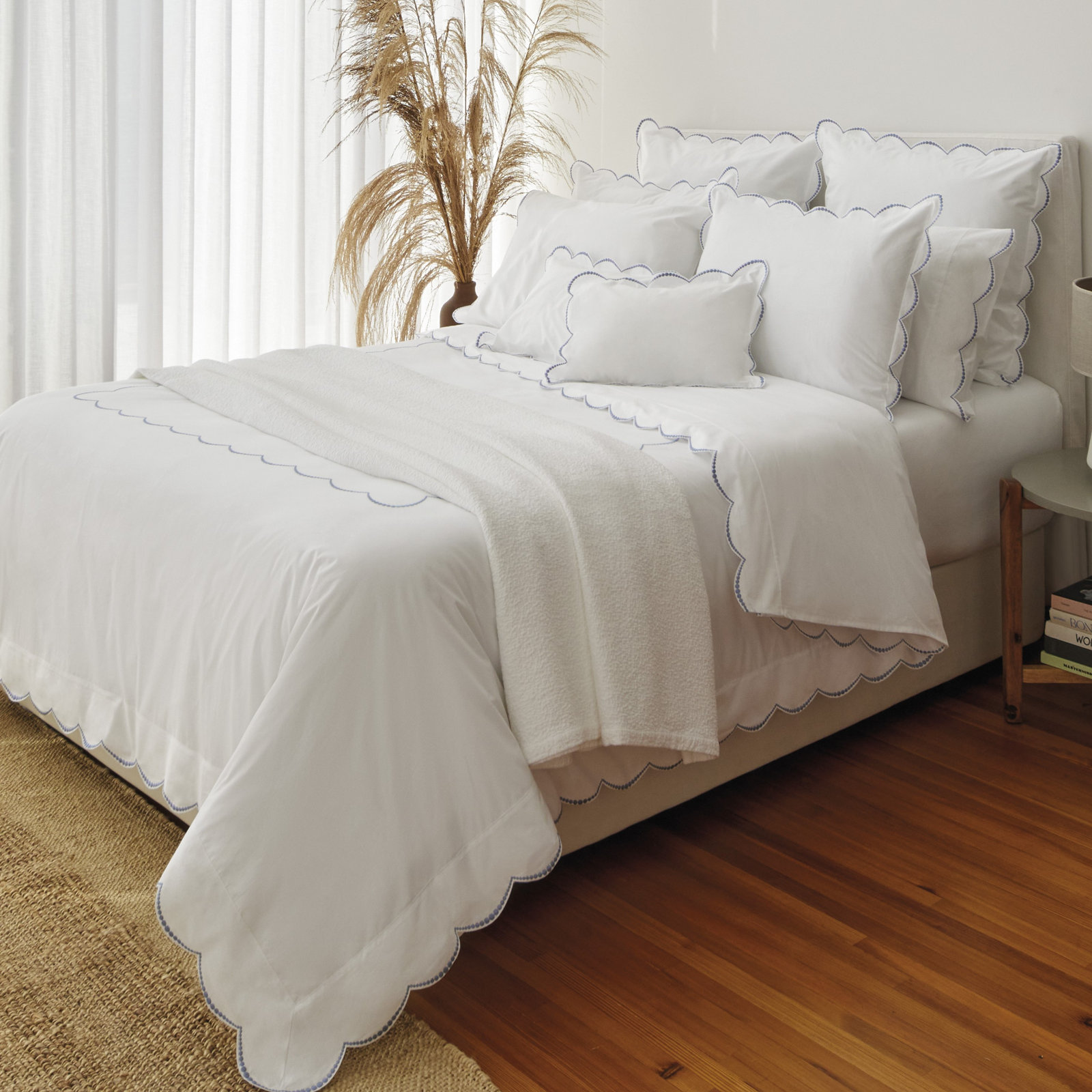 LUCCA Cotton Shams, Grand Euro, white