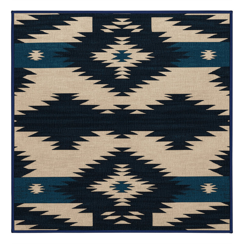  Washable Mountain Shadow Southwestern Area Rug, Carré 7 pi