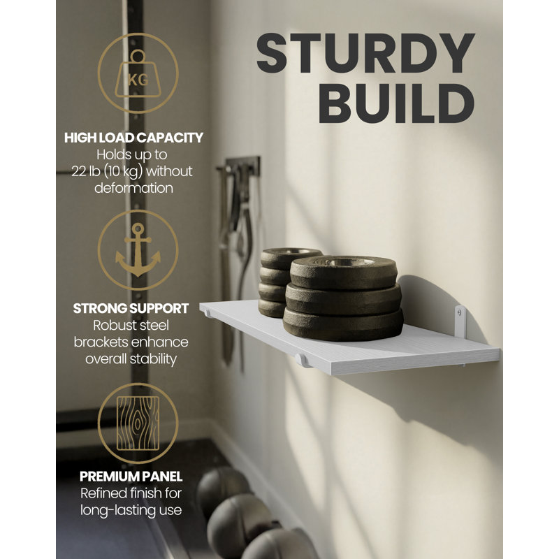 Floating Shelf, 10cm H x 80cm W x 21.3cm D, White
