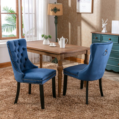 High Dining Seats, Blue Velvet Sw2001bl - Foam Filled Cushions, Stylish Design Upholstered Furniture, Padding, Stable Base