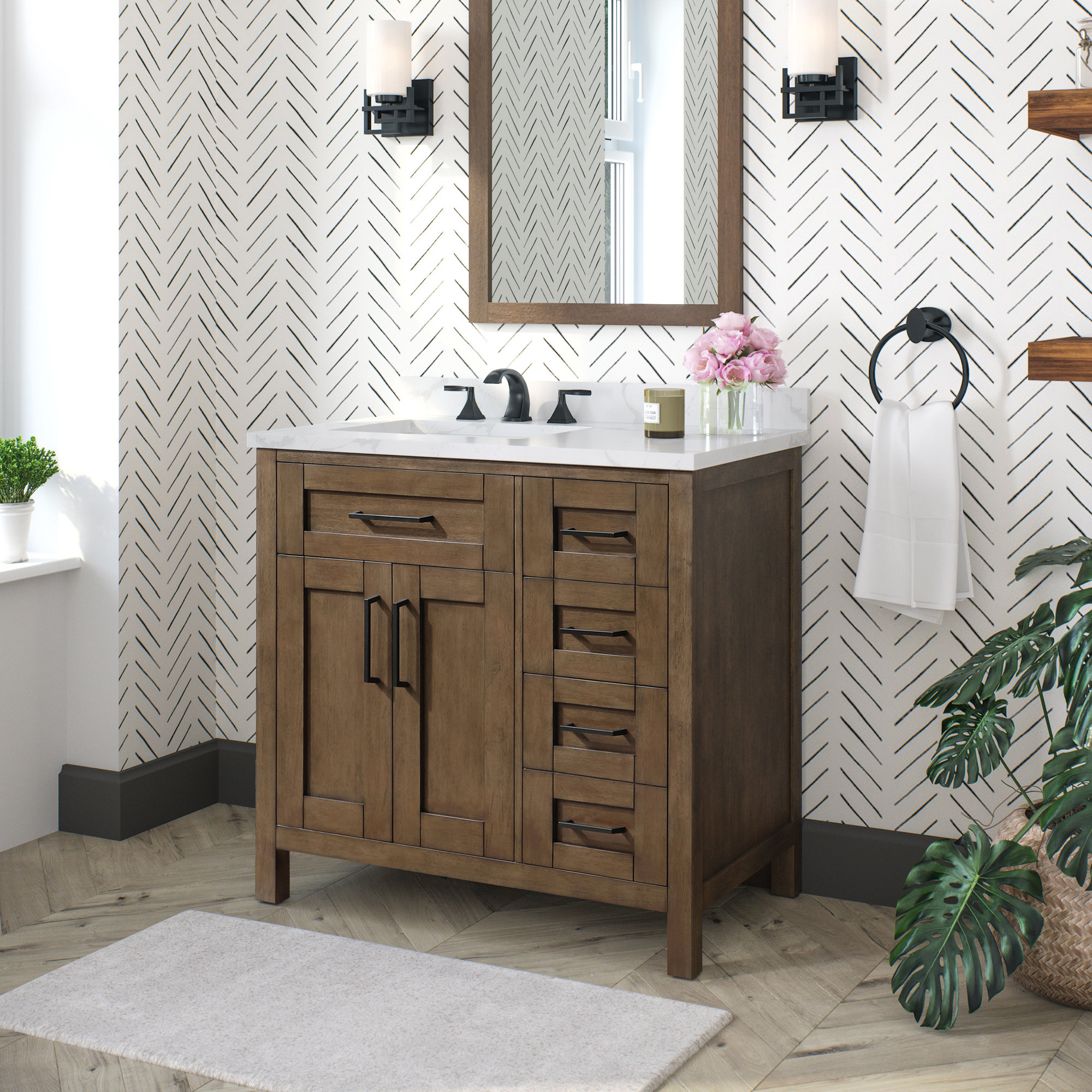 Ove Decors Tahoe VII 60 W x 21 D Freestanding Bathroom Vanity with Double  Sink, Water Oak 