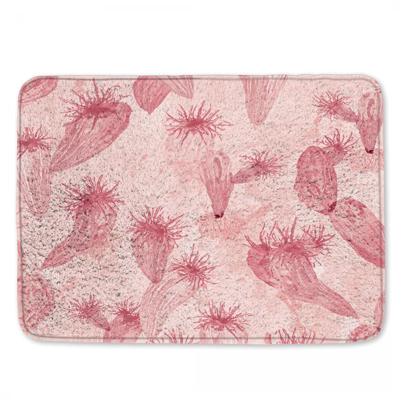 Tapis de bain rose avec cactus, L 24 po x L 17 po