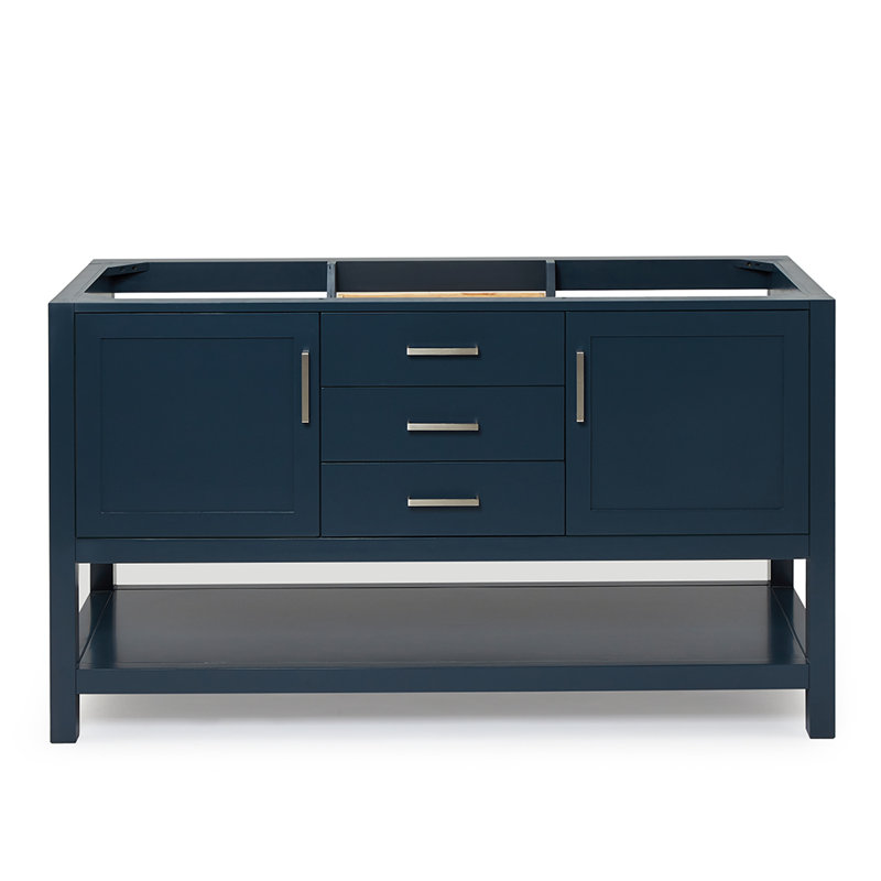 Bayhill 60'' W Double Bathroom Vanity Base, Blue