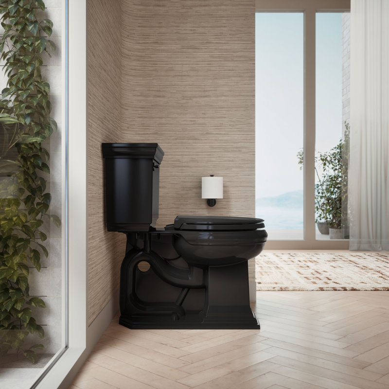 Cachet® Quiet-close™ Round-front Toilet Seat, Black, Ready Latch