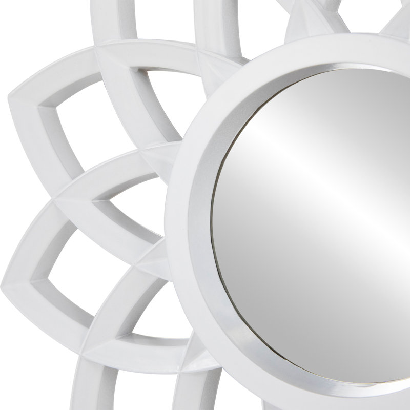 Miroir floral mat arqué 10 po, Blanc, H 9,5 po x l 9,5 po x P 0,5 po