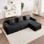 Canapé modulaire modulaire à 3 places en forme de L sans os, canapé modulaire Cloud avec assise profonde, canapé modulaire moderne à 3 places avec coussins décoratifs et 1 repose-pieds mobile, tissu velours côtelé noir-1208366399