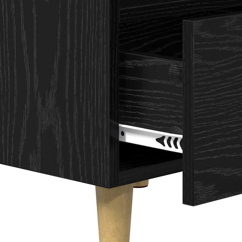 40cm W Manufactured Wood Bedside Table, Black Oak