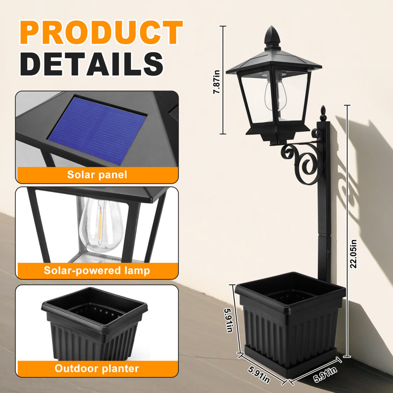 Lampe solaire 2 en 1 pour jardinière, lampe solaire extérieure étanche à lumière chaude, à poser ou à fixer au mur, idéale pour le porche, la cour et la terrasse, cadeau idéal pour les jardiniers et les propriétaires.