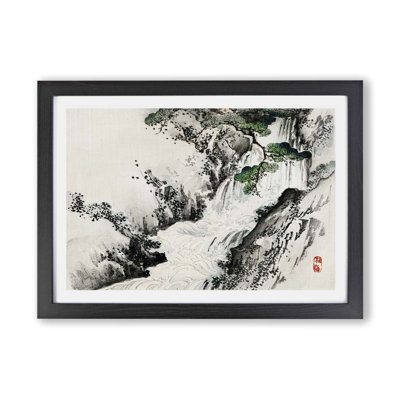 Waterfall by Kono Bairei - Framed Print