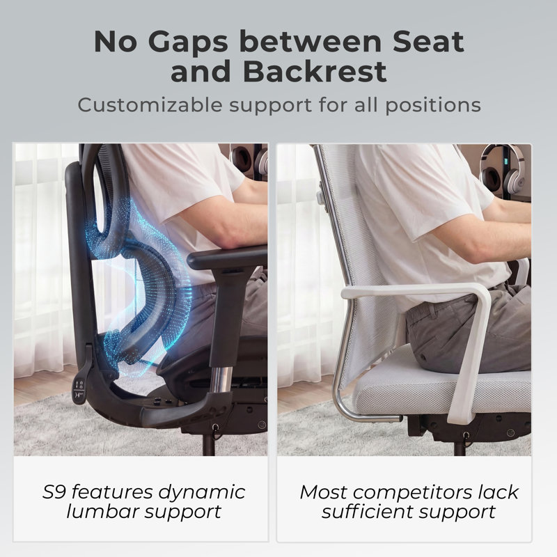 One-Touch Control Ergonomic Mesh Office Chair with 3-Level Recline Lock, Computer Chair with Adjustable Backrest & Lumbar Support & 3D Armrests & 3D Headrest