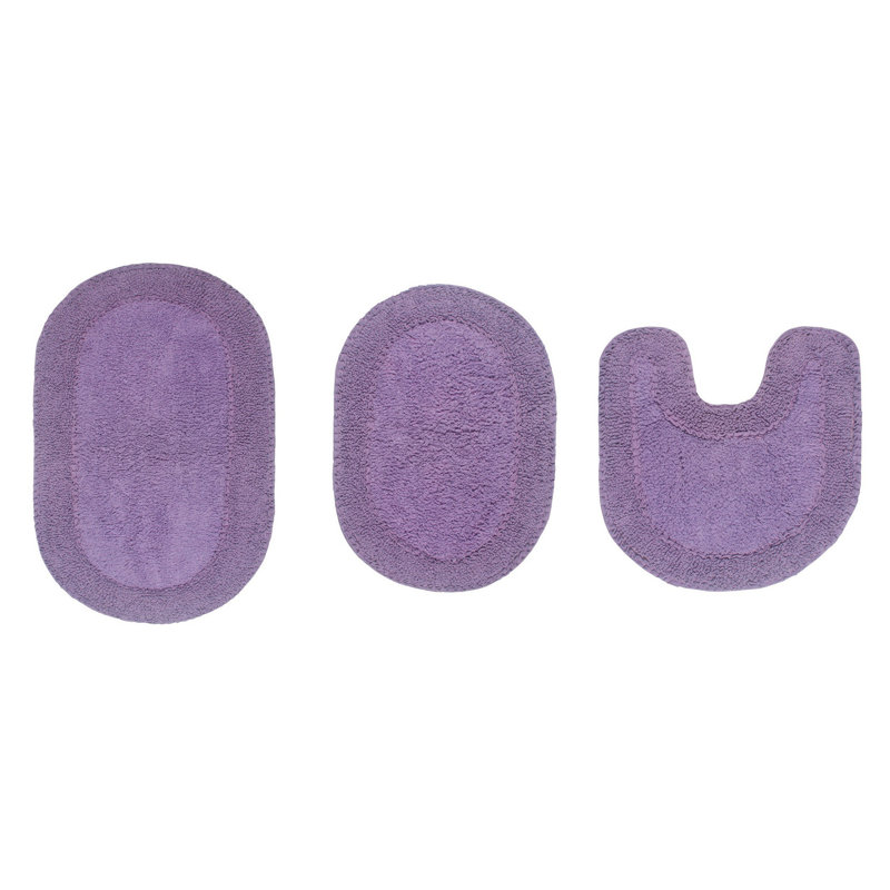 Delma 100% Cotton Bath Rugs (Set of 3), Purple