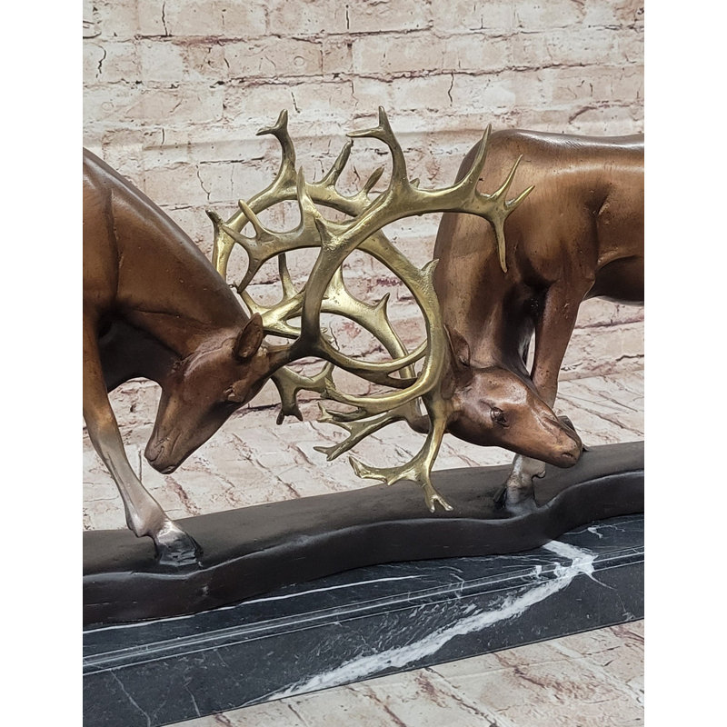 Sculpture en bronze limitée à deux cerfs, signée et numérotée, édition limitée