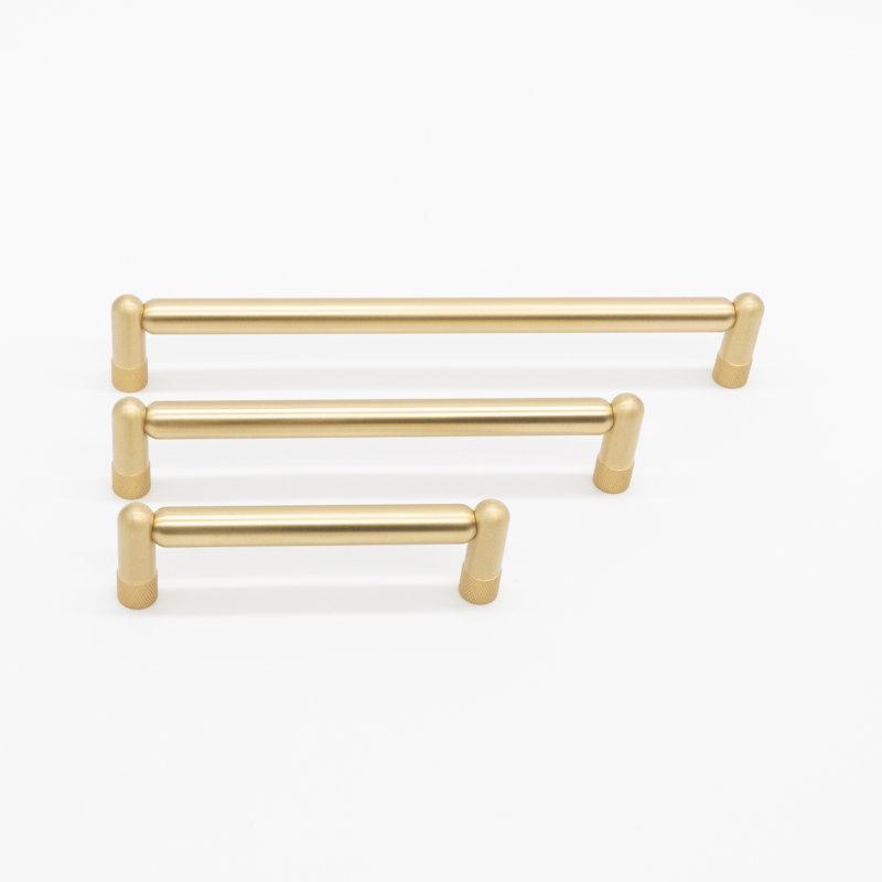 Knurled Bar / Handle Pull, 6", Satin Brass