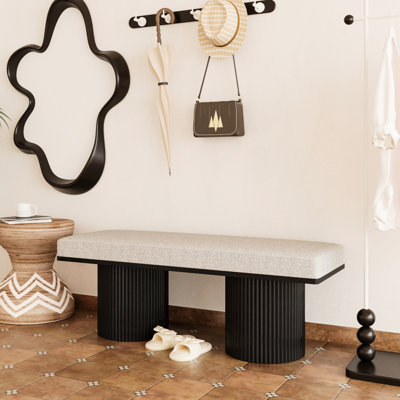 Banc rembourré en tissu Grey Boucle
