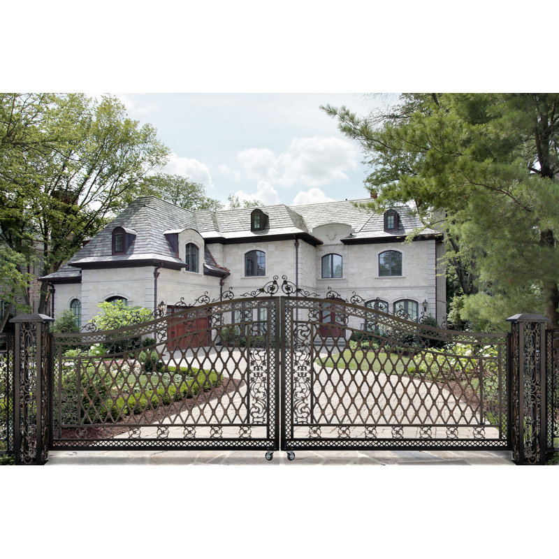 85'' H x 242'' W Brown Bronzed Metal Gate