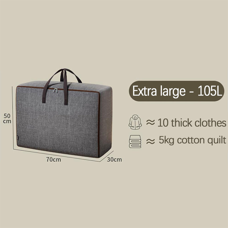 Sac de rangement Largecapacité avec poignée Seau de rangement pliable pour couverture de courtepointe, 1.97842784415584, Grey