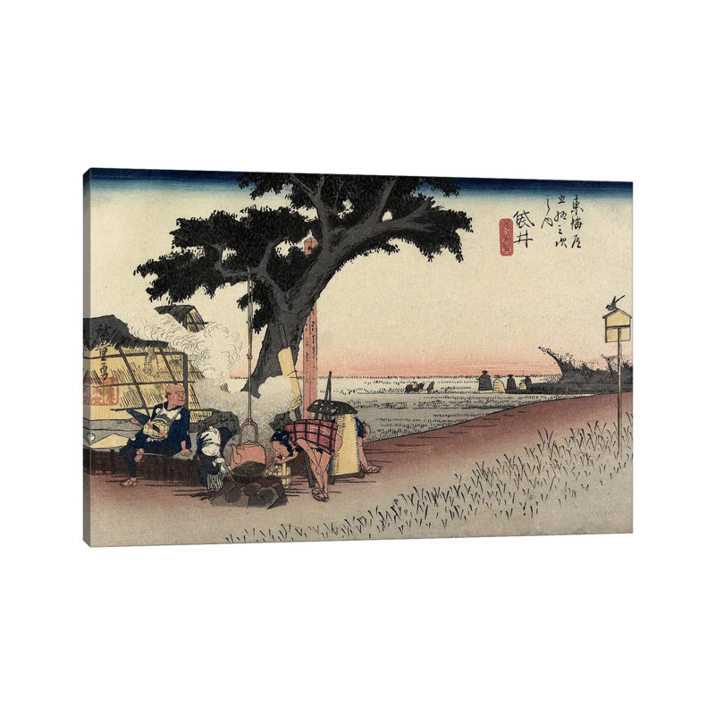 Tea Stall, Fukuroi, C.1833 (Minneapolis Institute Of Art - Variation I) by Utagawa Hiroshige - Wrapped Canvas Print