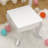 Lighted Mirror Kids Vanity Set, Wooden Dressing Table with Stool and Storage for Pretend Play
