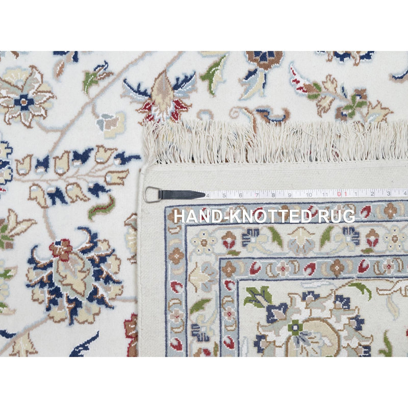 Tapis blanc en laine et en soie noué à la main 10 000 x 10 pi 250 KPSI Nain Design 3D04C65626B440DC818FF8AFF71A6801
