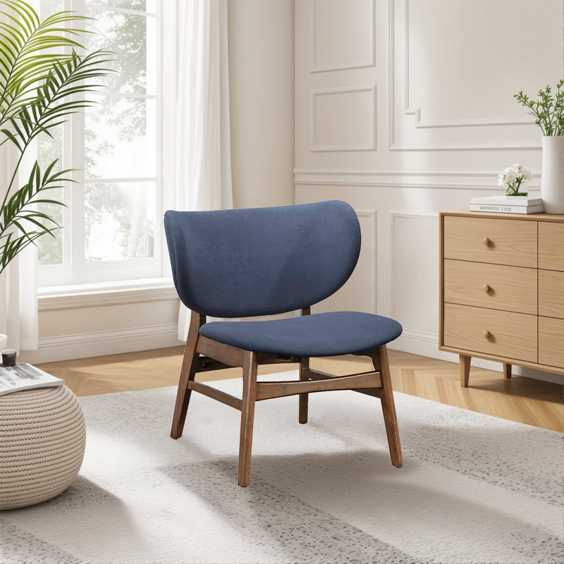 Chaise d'appoint rembourrée en bois Lorrisa, Polyester bleu