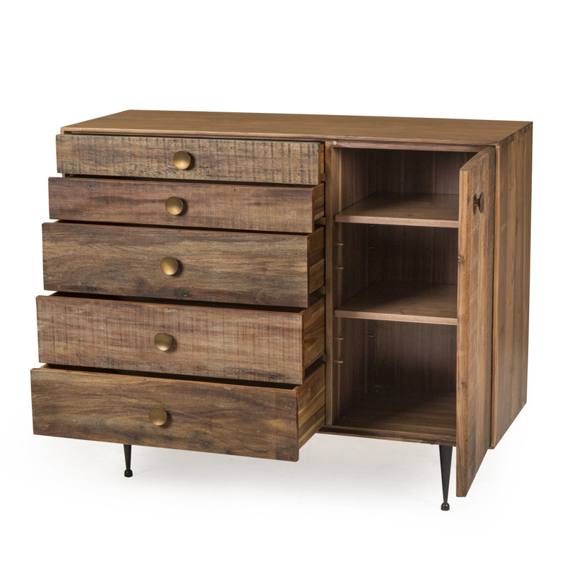 Thomas Bina Solid Wood Accent Cabinet, Brown
