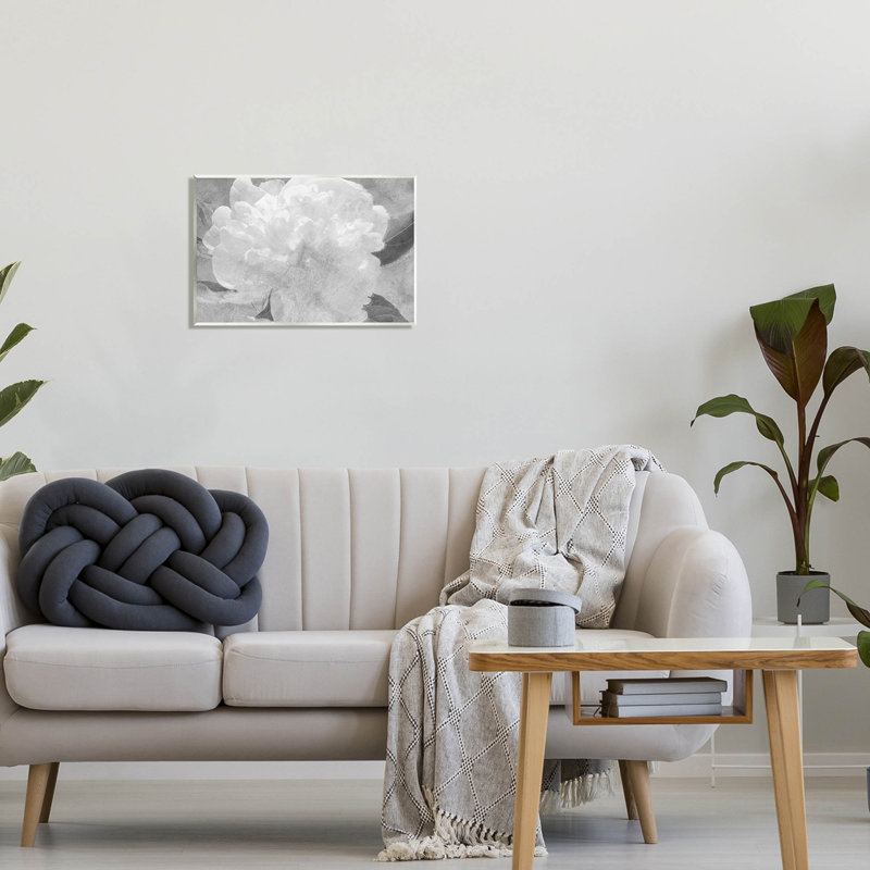 Fleur blanche, art giclée monochrome par Lil 'Rue, H 13 po x l 19 po x P 0,5 po, Plaque murale
