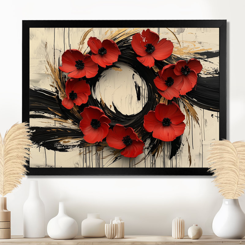 Indsay, coucher de soleil aux teintes d'une couronne de fleurs abstraite II - art mural couronne pour le salon
