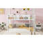Lit superposé bas simple au-dessus de simple, lit superposé au sol avec échelle, lit superposé simple en bois massif pour enfants et enfants, blanc-893870623