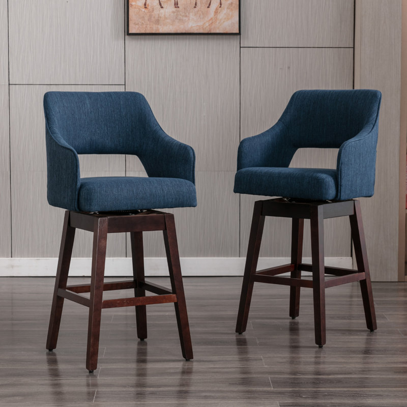 Elser Swivel Counter Stool, Dark Coffee, Blue