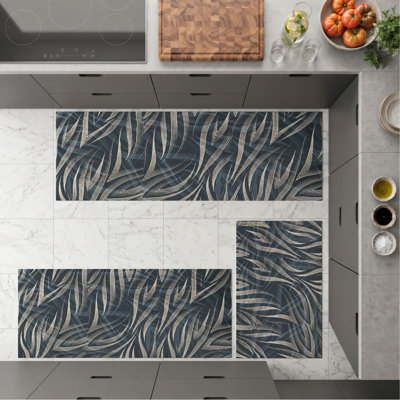 Tropical Leaf Non-Slip Washable Kitchen Mats
