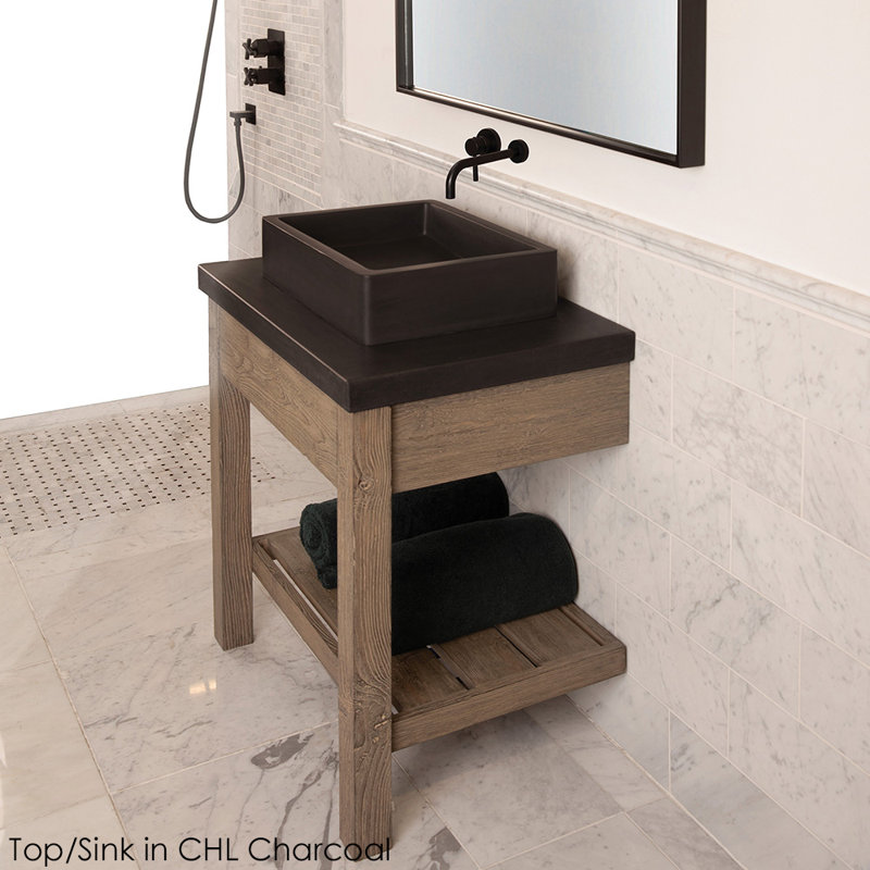 Newterra Handmade Rectangular Vessel Bathroom Sink, Terracotta
