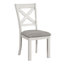 Table de salle à manger de style transitionnel 7 pièces avec une table rectangulaire extensible en chêne blanc à base de tréteaux et 6 chaises en tissu à dossier croisé de style planche de bois rustique moderne pour les sièges