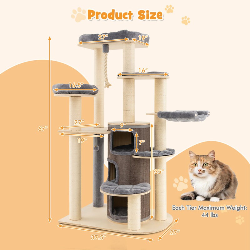 Dushyant 67'' H Cat Tree, Gray
