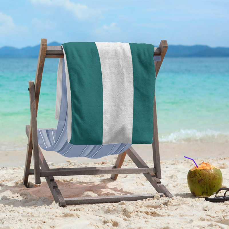 Beach Towel, Dark Aqua/Off White
