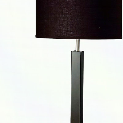 Lampe de table haute 30 po en métal et polyrésine avec finition espresso foncé, abat-jour en tissu
