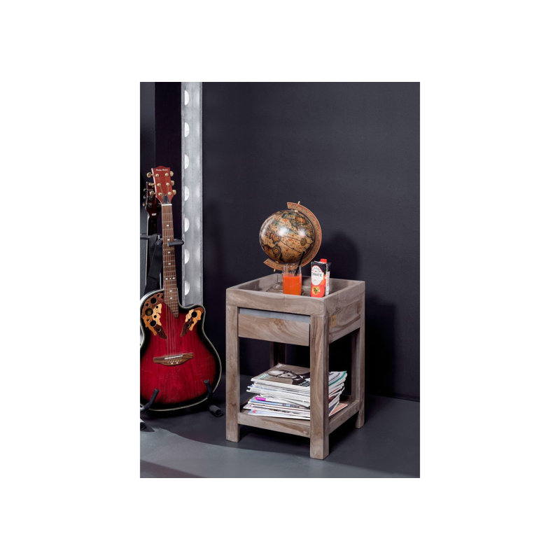 Sydney Solid Wood End Table, Smoked oak