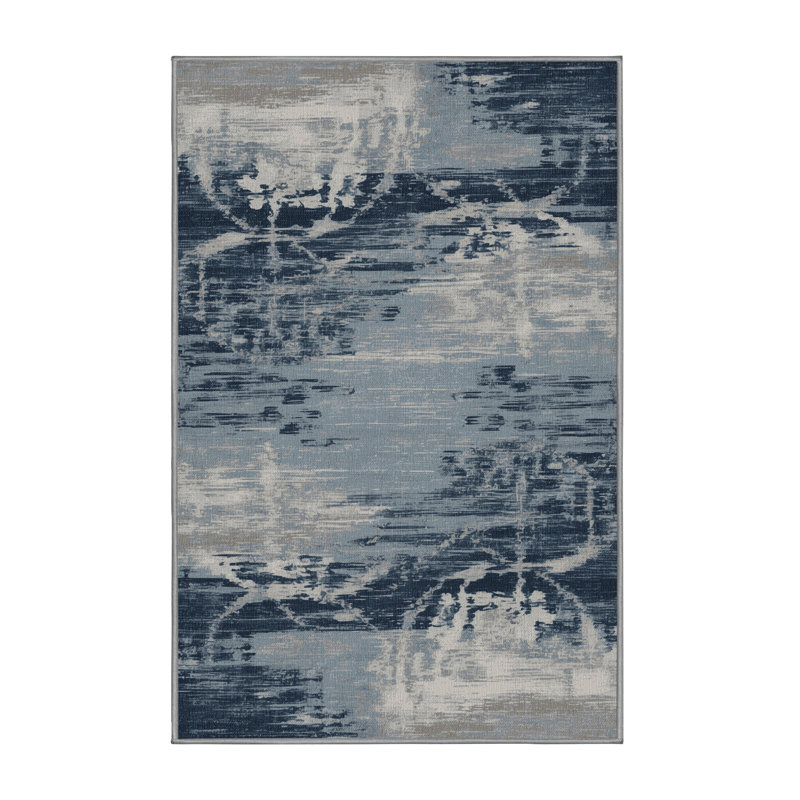 Tapis abstrait gris lavable à la machine, Tapis de couloir 2 pi x 4 pi