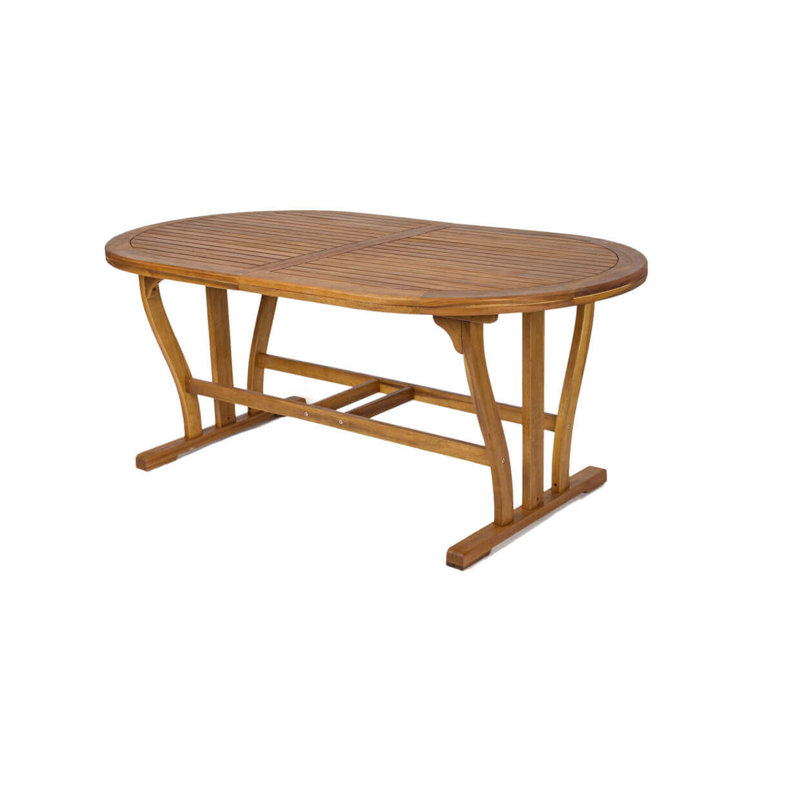 Ewelina Oval Solid Wood Extendable Outdoor Dining Table, 74cm H x 160cm L x 70cm W