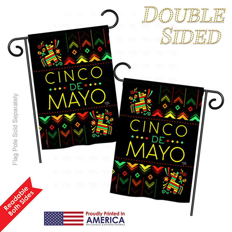 Cinco de secolza et de polyester de 2 côtés 19 po de mayo drapeau de jardin