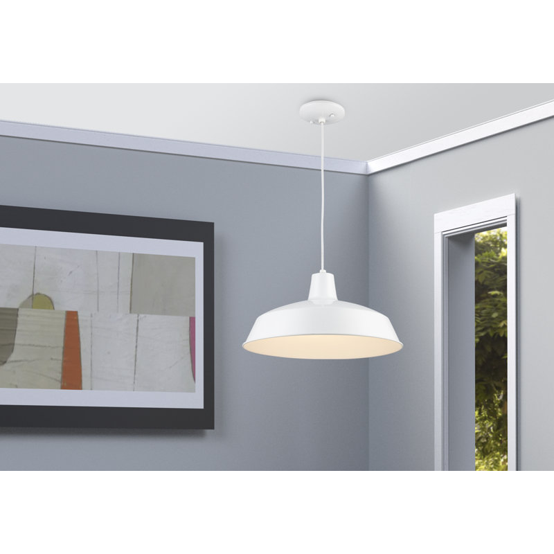Luminaire suspendu en forme de dôme à 1 lumière Wynter, blanc