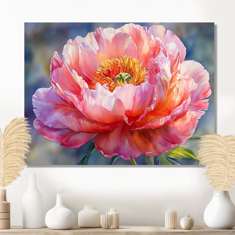 Sunlit Peony Bloom Of Elegance I - impression de pivoines sur métal, H 24 po x l 32 po