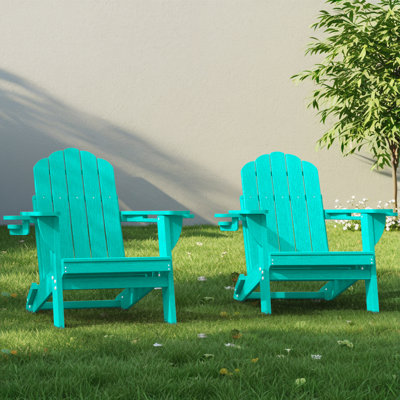 Dauji Oversize Adirondack Chair Weather-Resistant Foldable Patio Chair Wood Texture Fire Pit Chair With Cup Holder