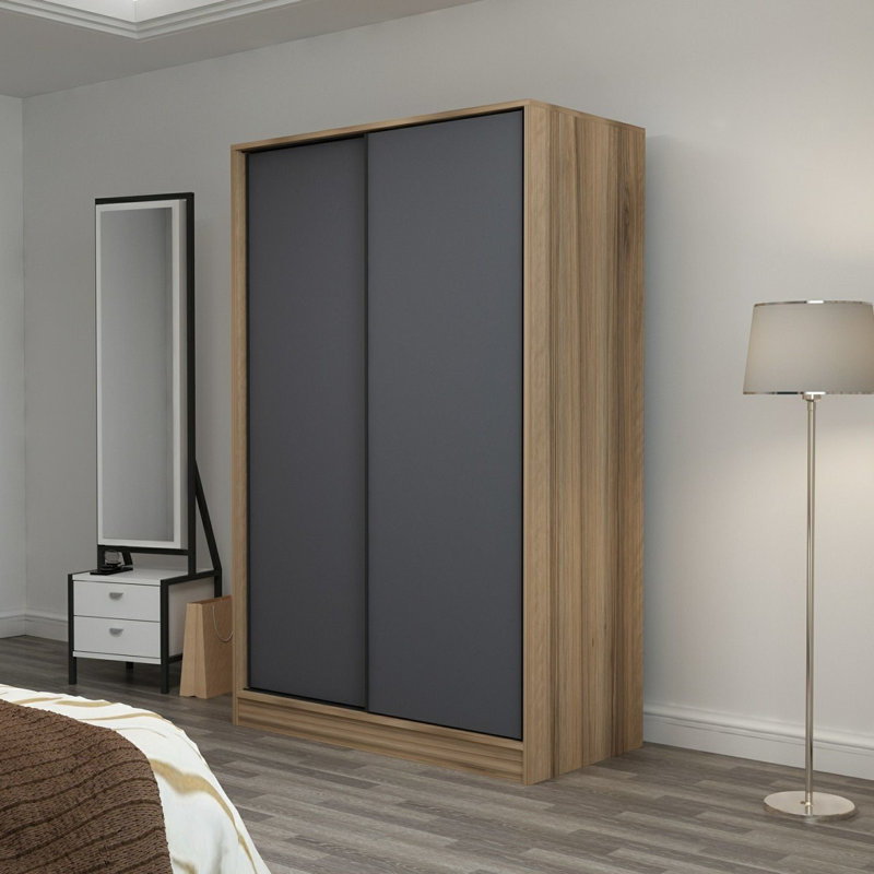 Garde-robe, H 82,7 po x l 47,2 po x P 20,5 po, Gris / Bois
