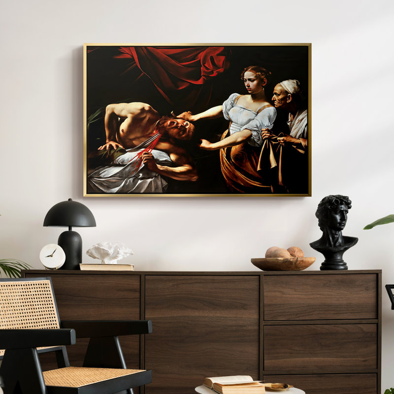 Judith décapitant Holofernes, v. 1599 - Toile tendue avec châssis Caravaggio, 24 po x 36 po, Doré